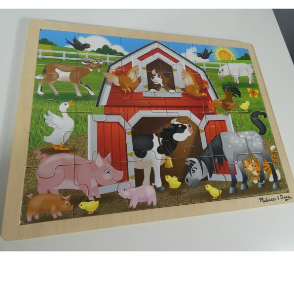 Melissa & Doug Barnyard Wooden Jigsaw Puzzle 24 Pieces Toddler Animals - Picture 1 of 3